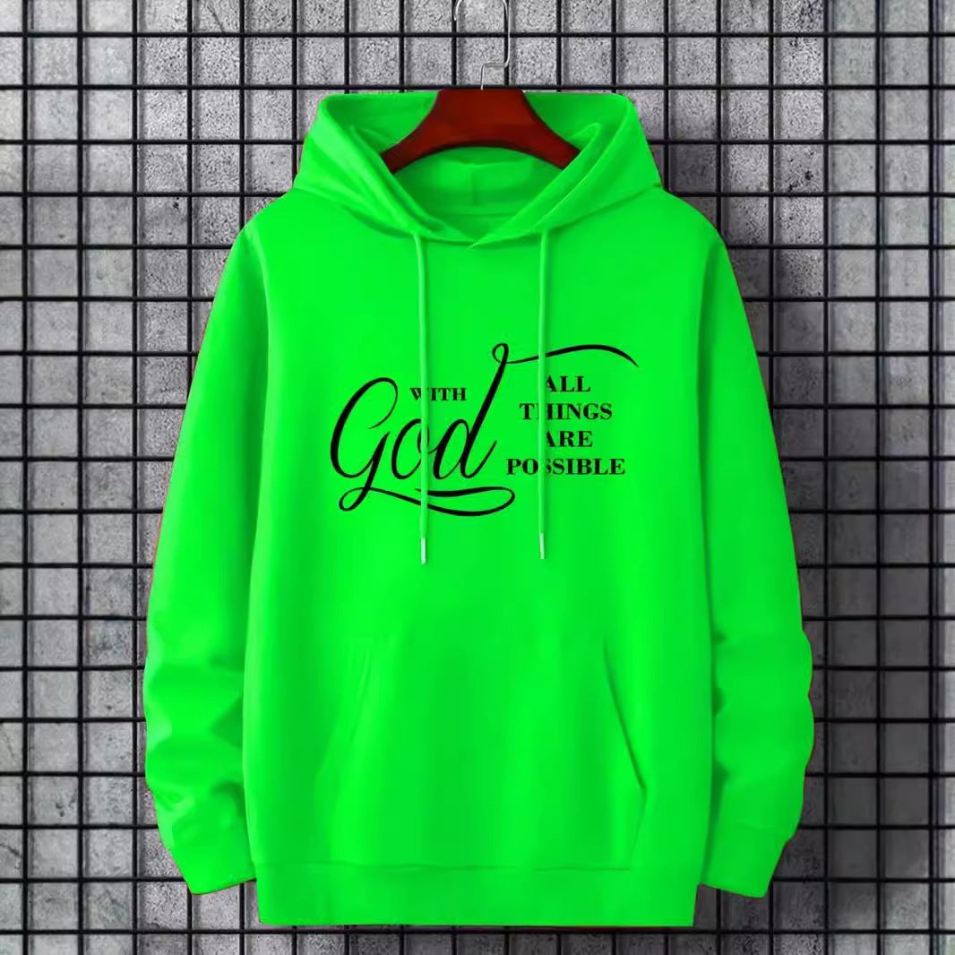 New Text Printing Plus Velvet Fallwinter Hoodie