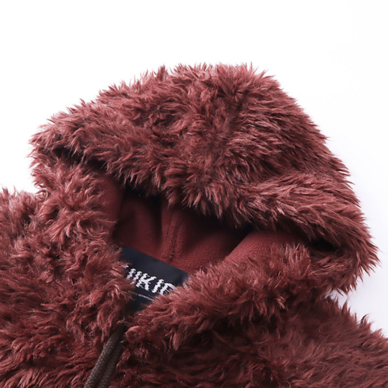 Fashion Plush Hooded Jacket Warm And Loose