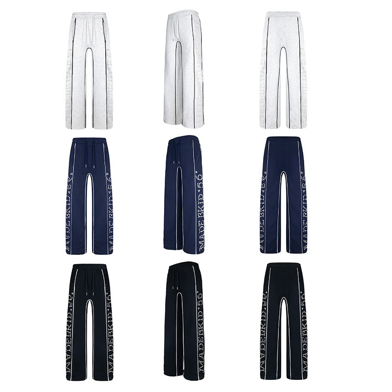 Loose Hot Diamond Letter Stripes Casual Sports Pants for men