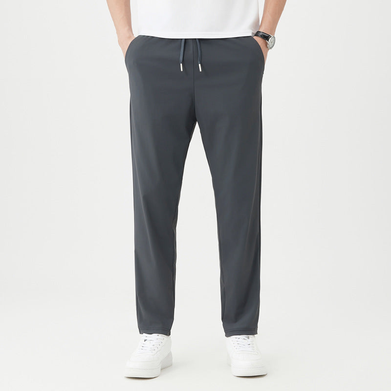 Summer Ice Silk Casual Pants Men's Thin Solid Color