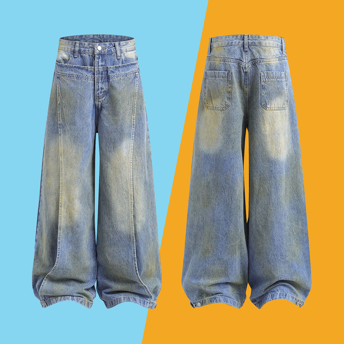 Fashion Brand Deconstruction Stitching Design Wide-leg Trousers for men