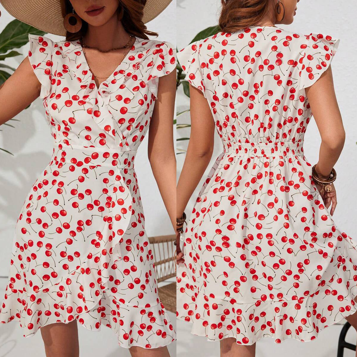 Fashion Personality Women's Cherry Print Dress