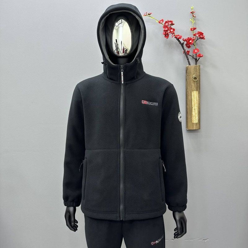 Hooded Fleece-lined Thickened Men's Coat Jacket