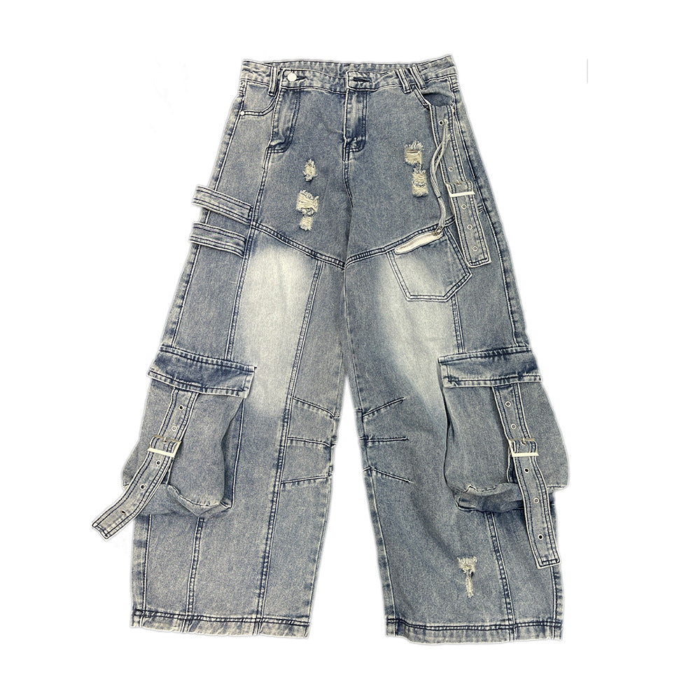 Old Washing Overalls Denim Trousers For Men