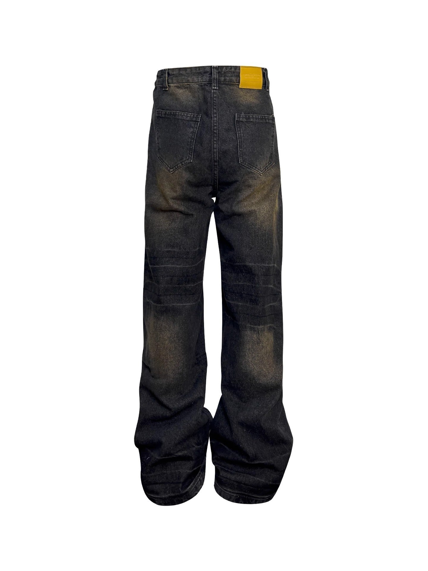 Niche Retro Washed Straight Deconstructed Jeans for men