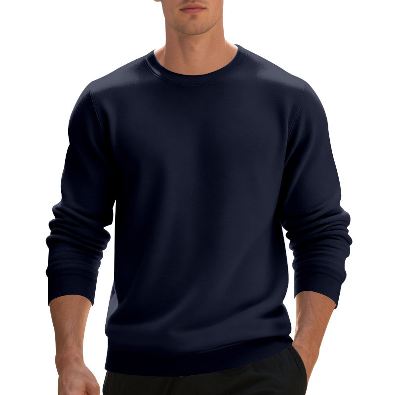Fleece-lined Crew Neck Sweater Male Loose Casual Top for men