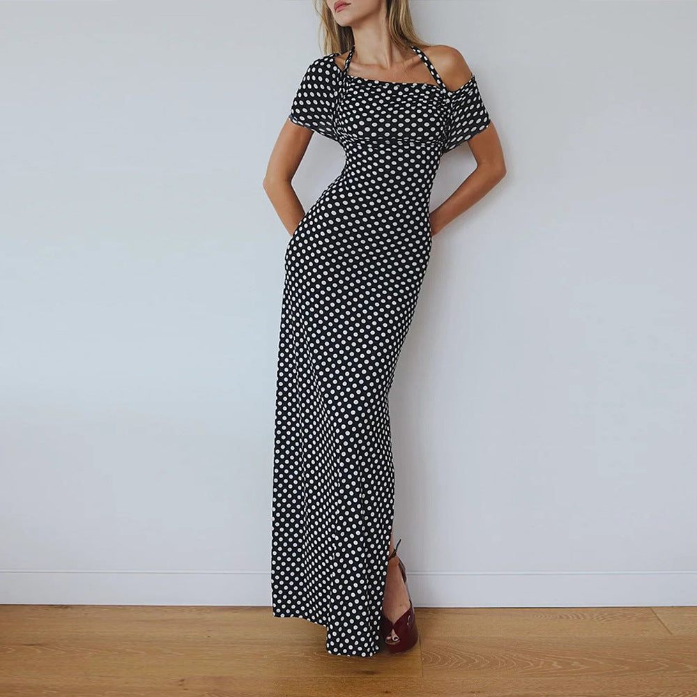 Tube Top Halter Dot Sexy Slim Fit Waist Dress