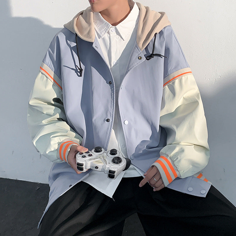 Multi Panel Bomber Hooded Oversize Boy Jacket