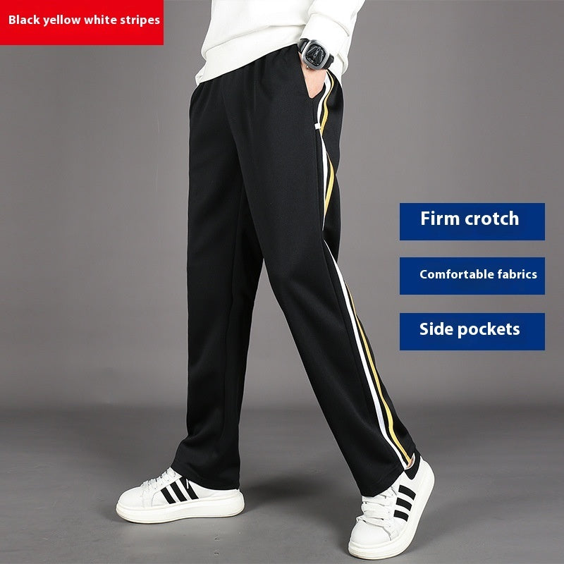 Spring And Summer Yellow Strip Two Horizontal Strips Uniform Pants for men