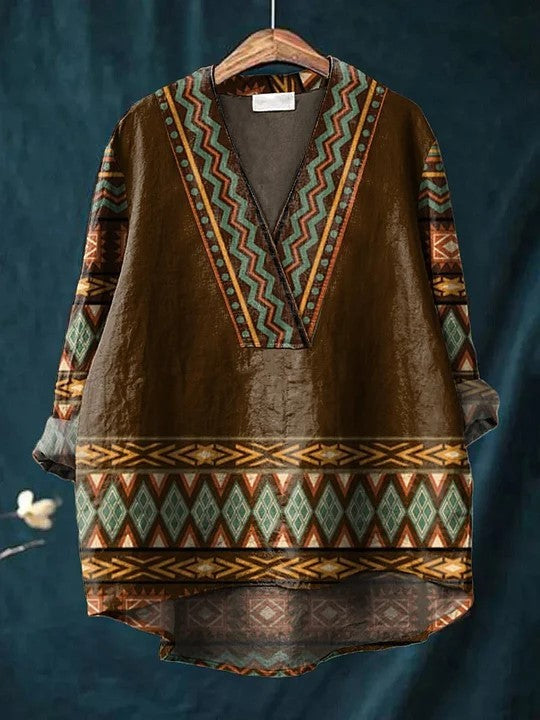 Fashion Digital Printing Large Wide V-neck Top