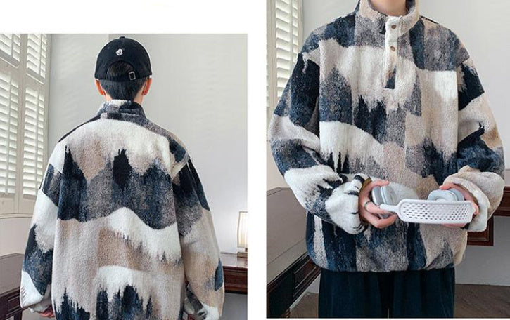 Fashion Men's Velvet Padded Thickened Sweater