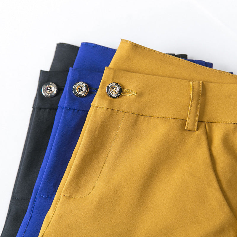 Blue Suit Pants Spring Women's High Waist Career Figure Flattering Drape Skinny Pants