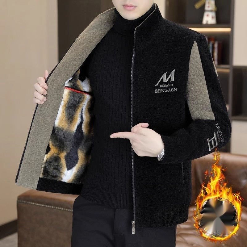 Fleece Jacket Men's Casual Stand Collar Coat