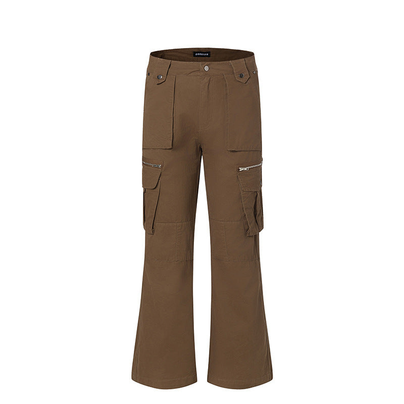 Loose Straight Wide Leg Cotton Casual Trousers for men