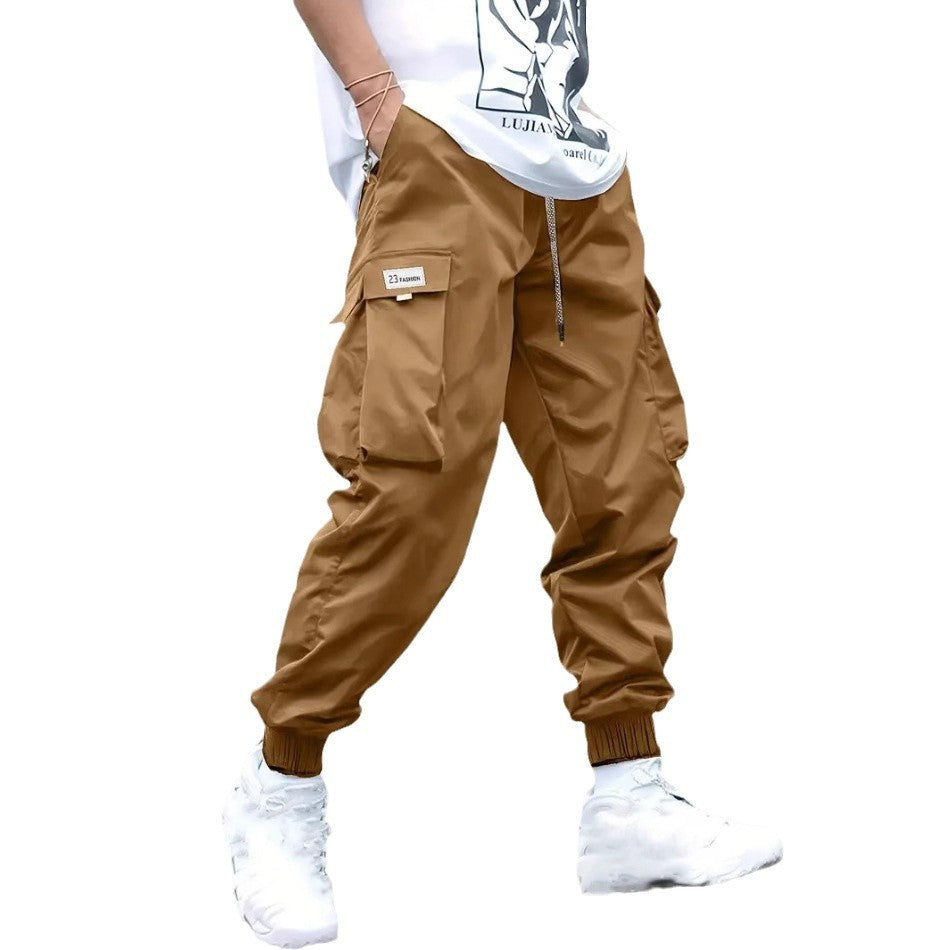 Men's Casual Pants Multi-pocket Teenagers Loose Tappered