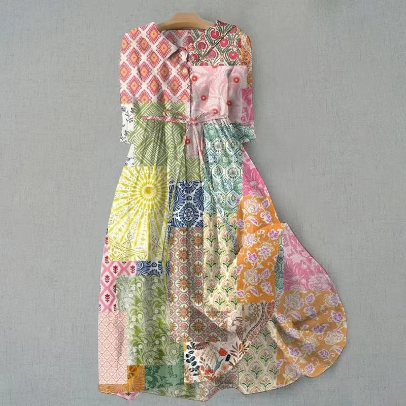 European And American 3D Digital Printing Fashion Floral Art Women's Midi Skirt Dress