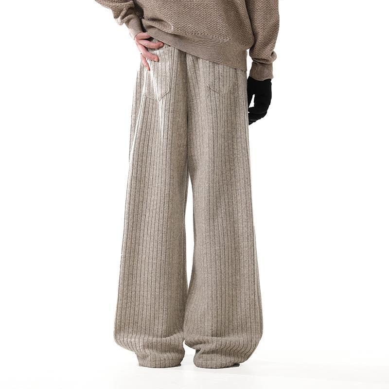Minimalist Old Money Style Straight Woolen Casual Pants for men