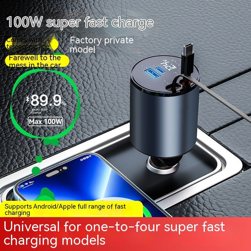 Fashion Simple 100W Car Phone Charger, 4 in 1 charger