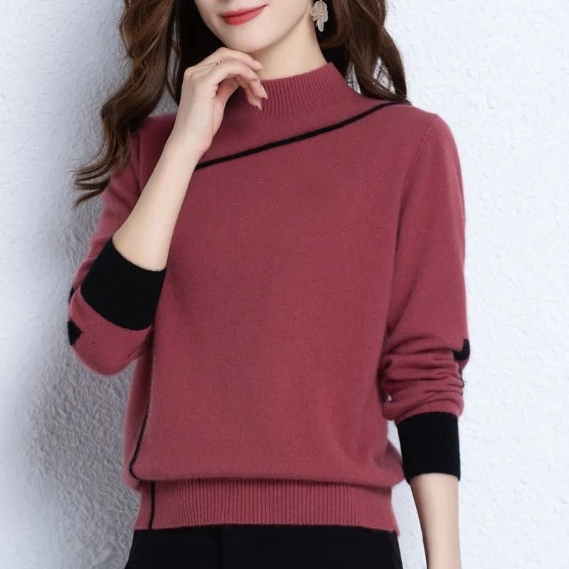 Women's Solid-Color Turtleneck Pullover Long-Sleeve Sweater