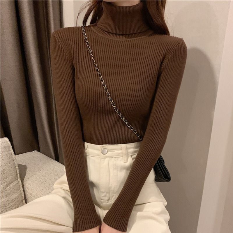Turtleneck Knitted Sweater For Women AutumnWinter 2024 New Arrival