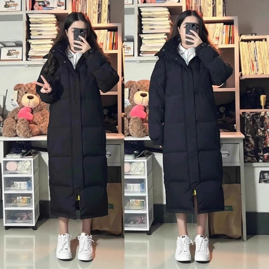 women Over-the-knee Padded Jacket hooded jacket