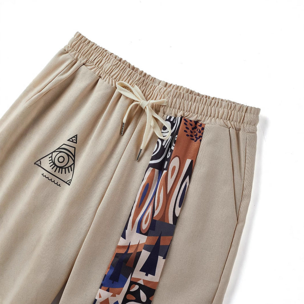 Retro Printed Loose Casual Straight Trousers for men