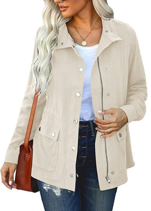 European And American Fashion Polo Collar Solid Color Cardigan Top