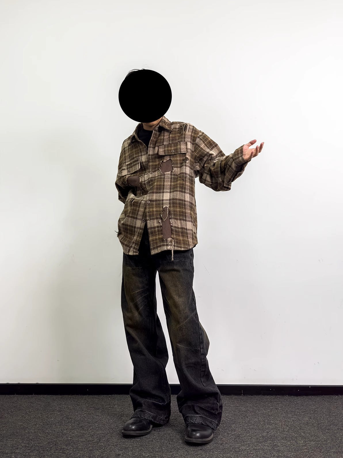 Niche Retro Washed Straight Deconstructed Jeans for men