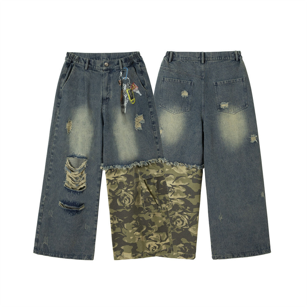 Heavy Industry Washing Hole Denim Trousers Men