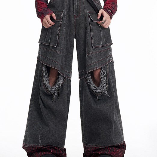 Niche American Retro Destroyed Jeans for men