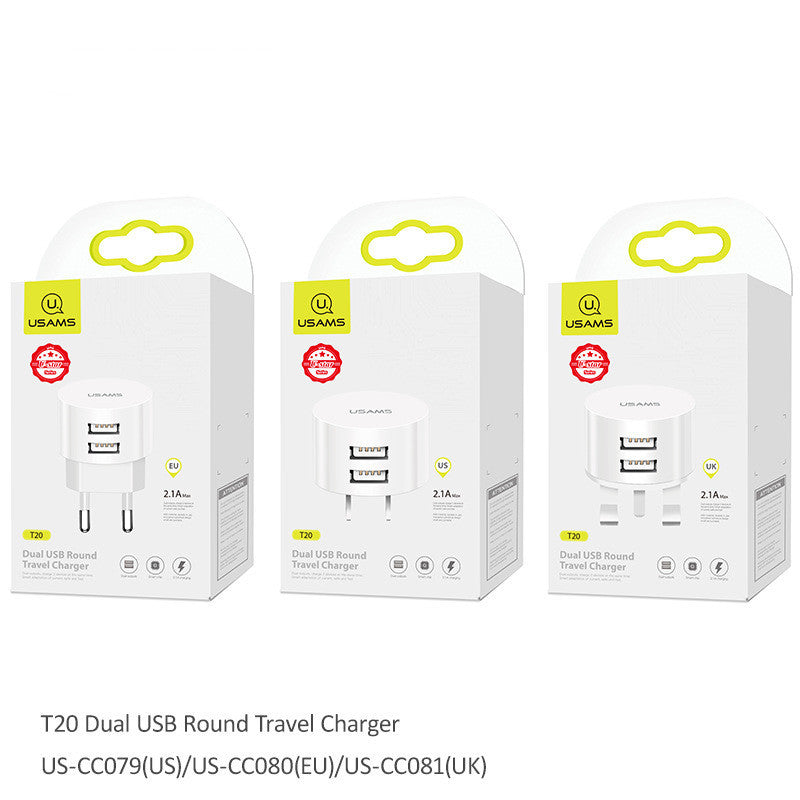 Portable Universal Dual USB Phone Charger (US, UK, EU)