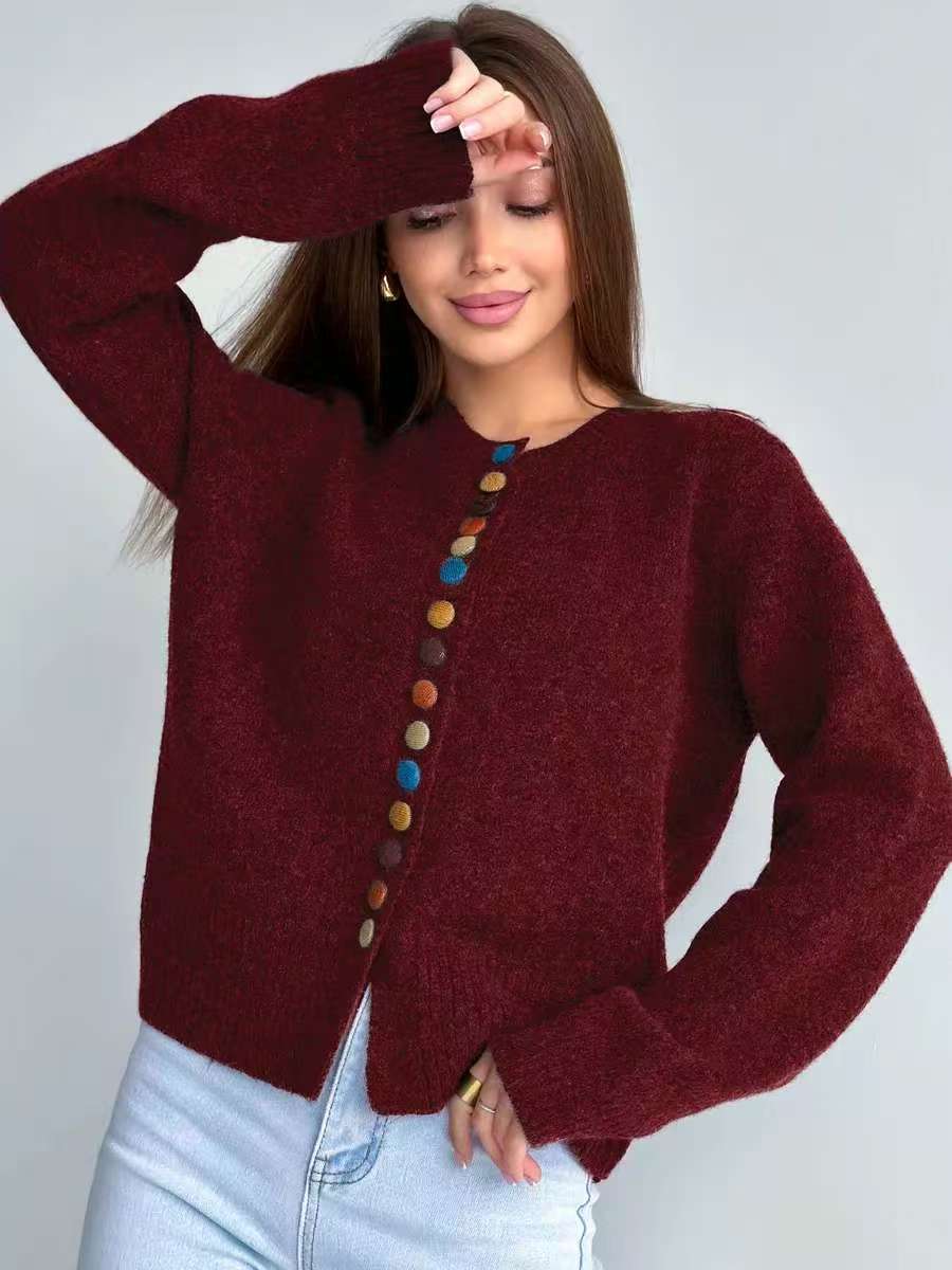New Colorful-button Knitted Cardigan FallWinter 2025 New Arrival