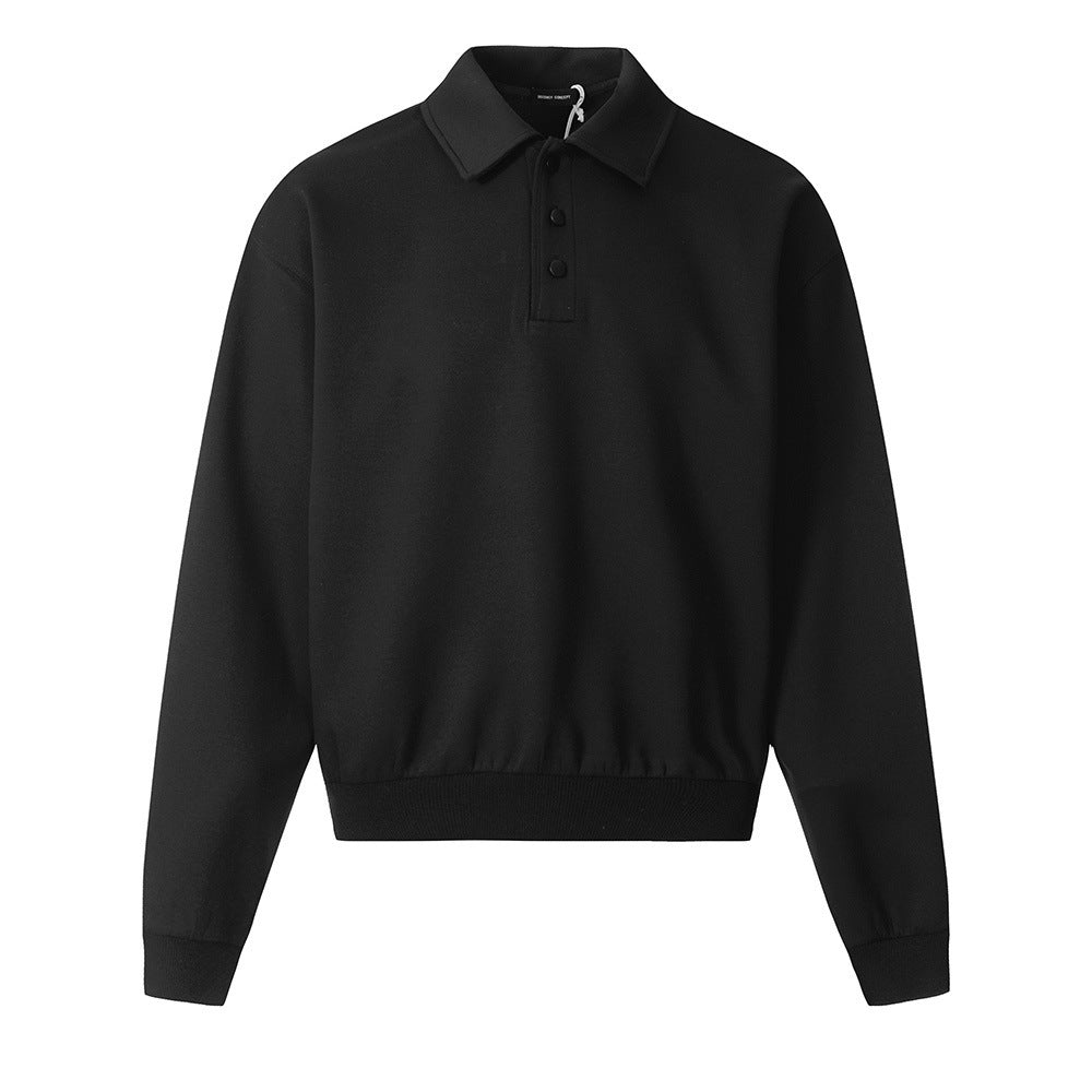 Pure Color All-Matching Pullover Shoulder Long Sleeve Top for men