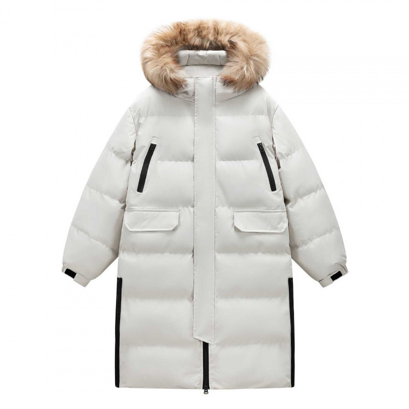 Women's Mid-length And Long Winter Coat with A Thickened Fur Collar for unisex