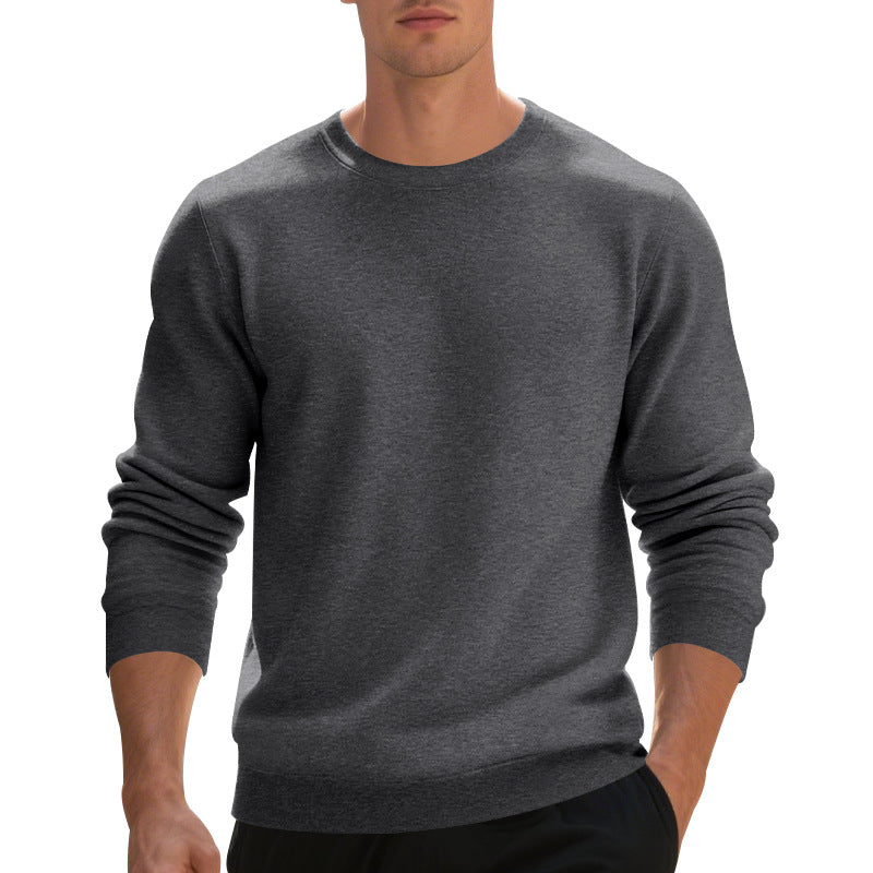 Fleece-lined Crew Neck Sweater Male Loose Casual Top for men