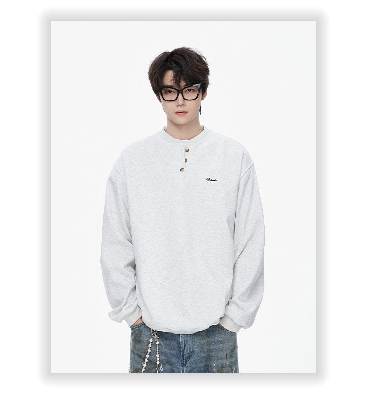 Henry Collar Sweater Men's Loose Pullover Coat