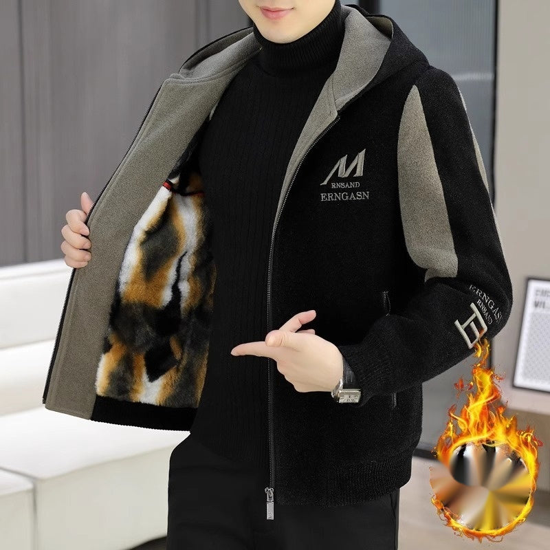 Fleece Jacket Men's Casual Stand Collar Coat