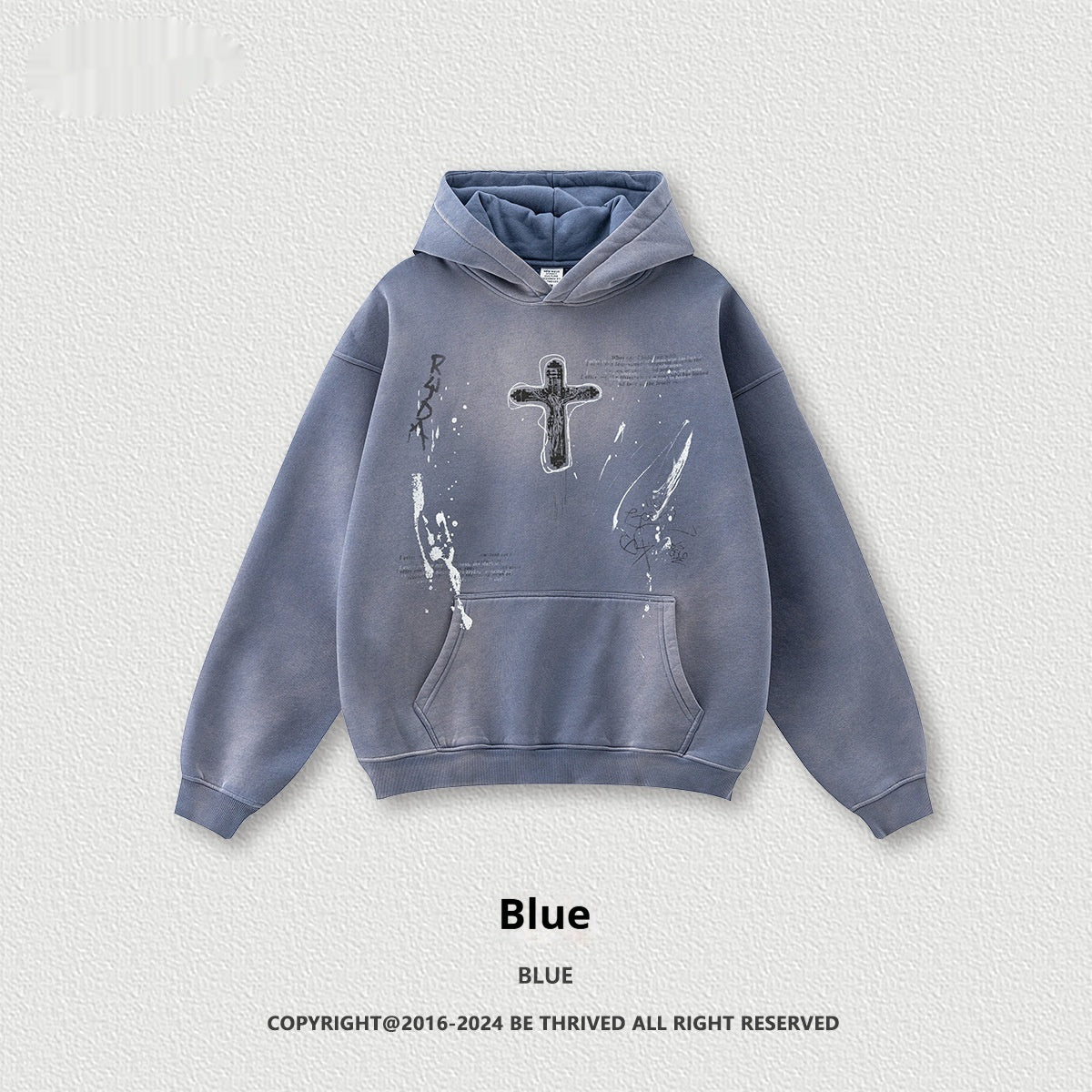 Men's Loose Street Hand-painted Couple Wear Hooded Sweater GOD's cross