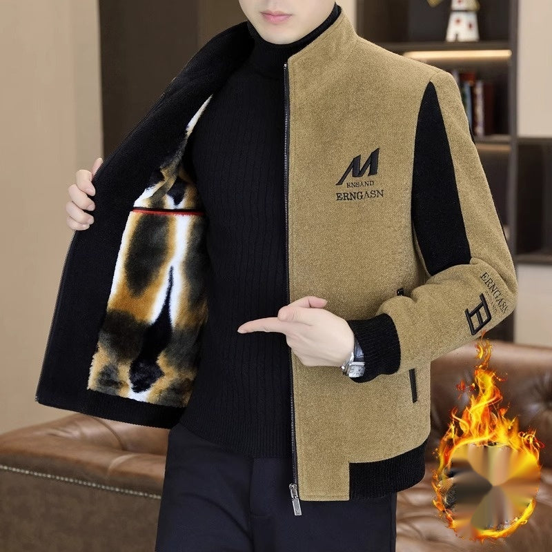 Fleece Jacket Men's Casual Stand Collar Coat