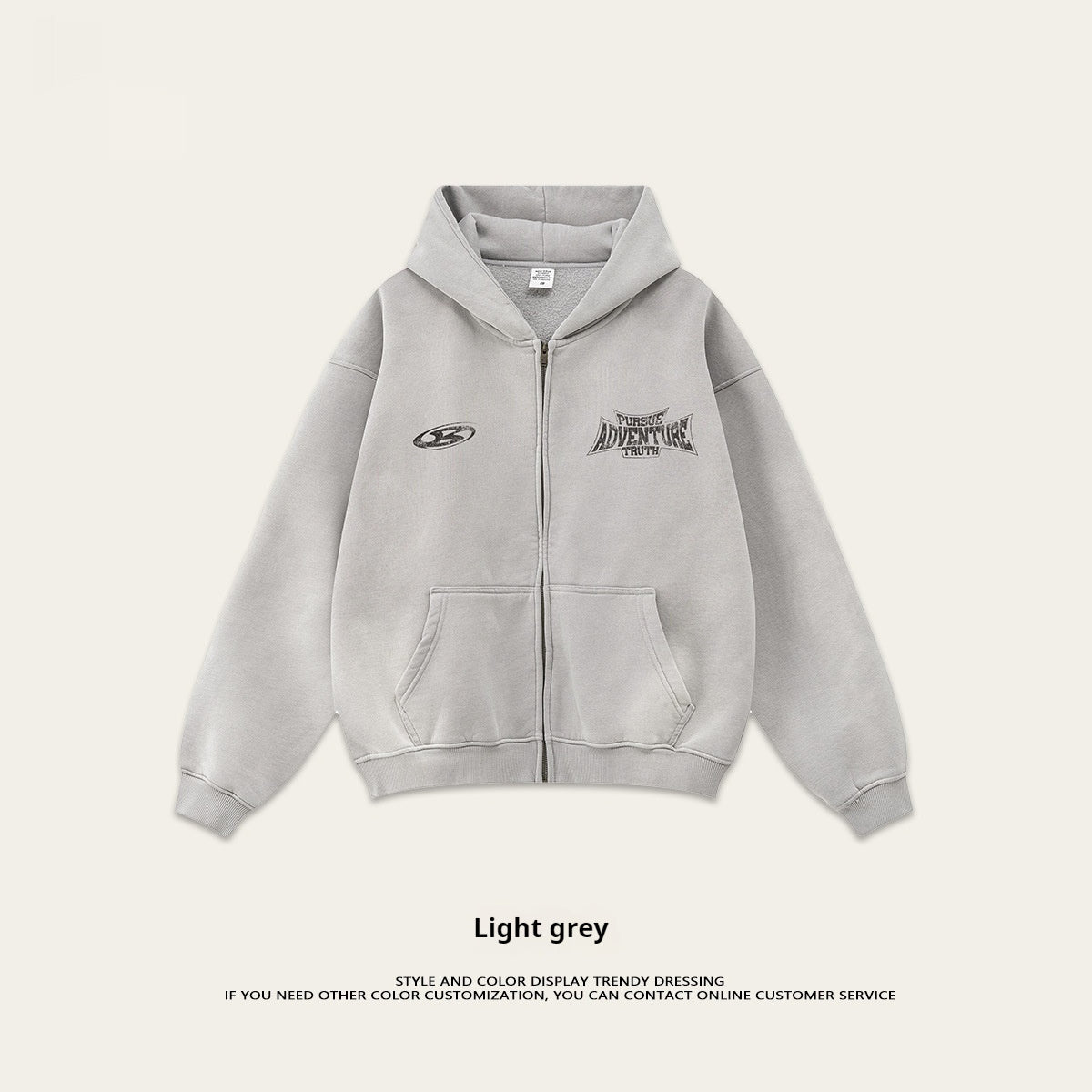 Retro Fashion Brand Dirty Dyed Distressed Oversize Loose Fleece Zipper Sweater