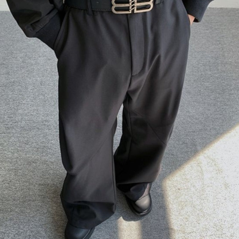 High-end All-match Black Suit Wide-leg Pants Men's Casual Loose