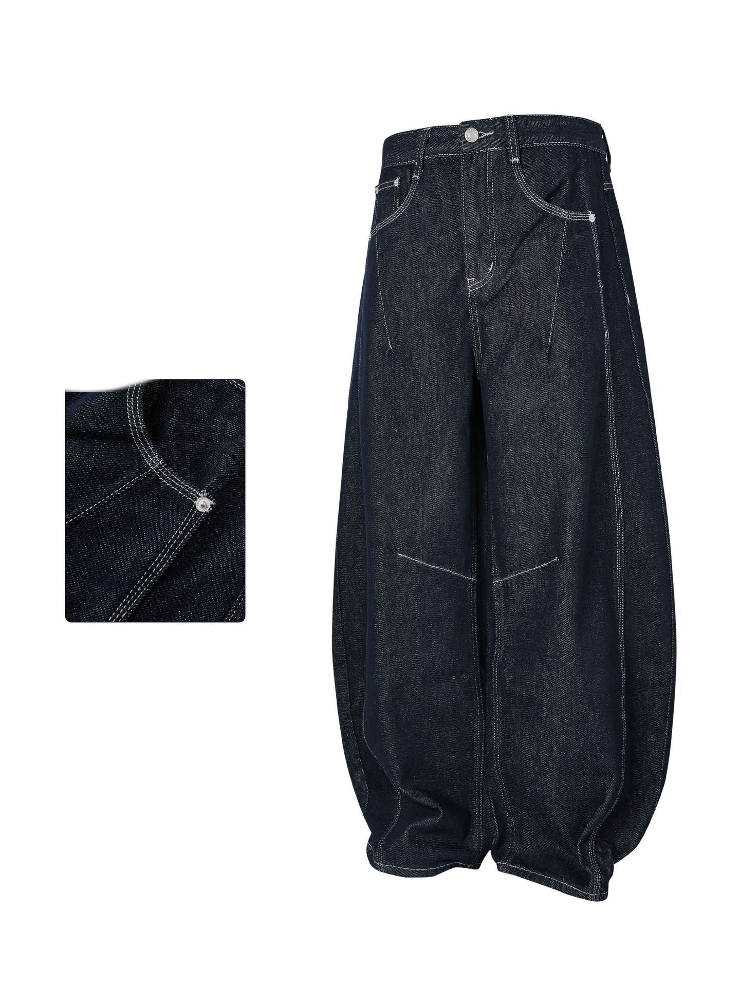 Design Wide Leg Bright Line Primary Color Jeans Trousers For Men And Women