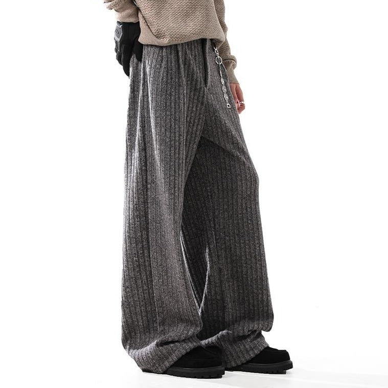 Minimalist Old Money Style Straight Woolen Casual Pants for men