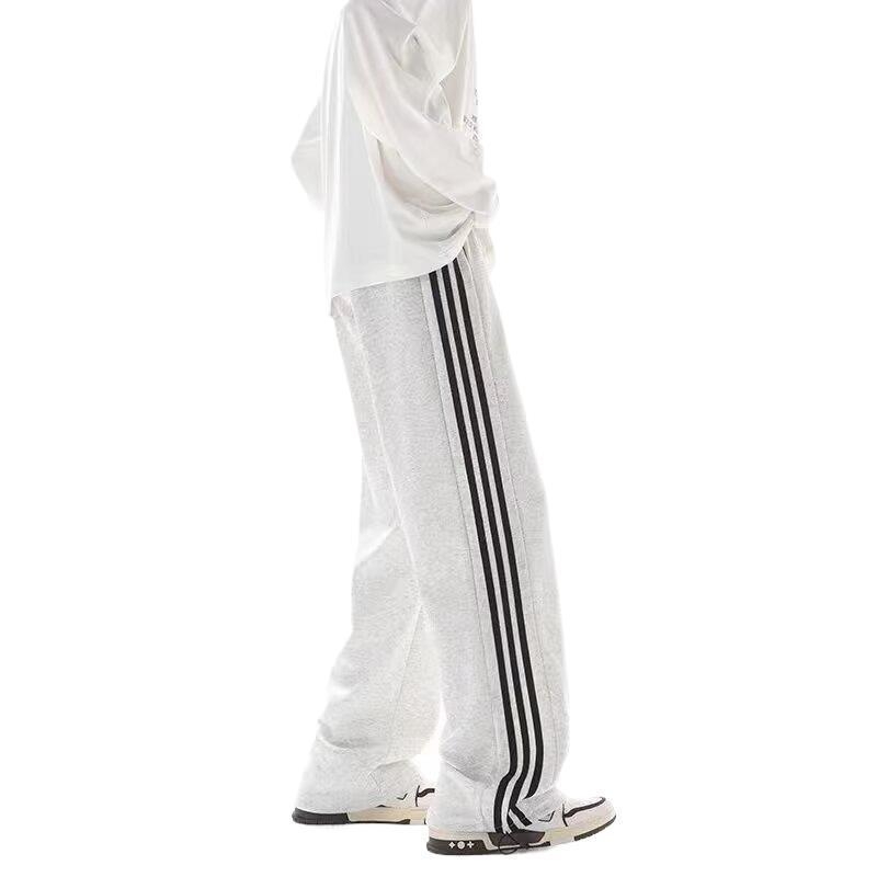 Side Striped Contrast Color Sports Casual Pants Men's Drawstring Elastic Waist