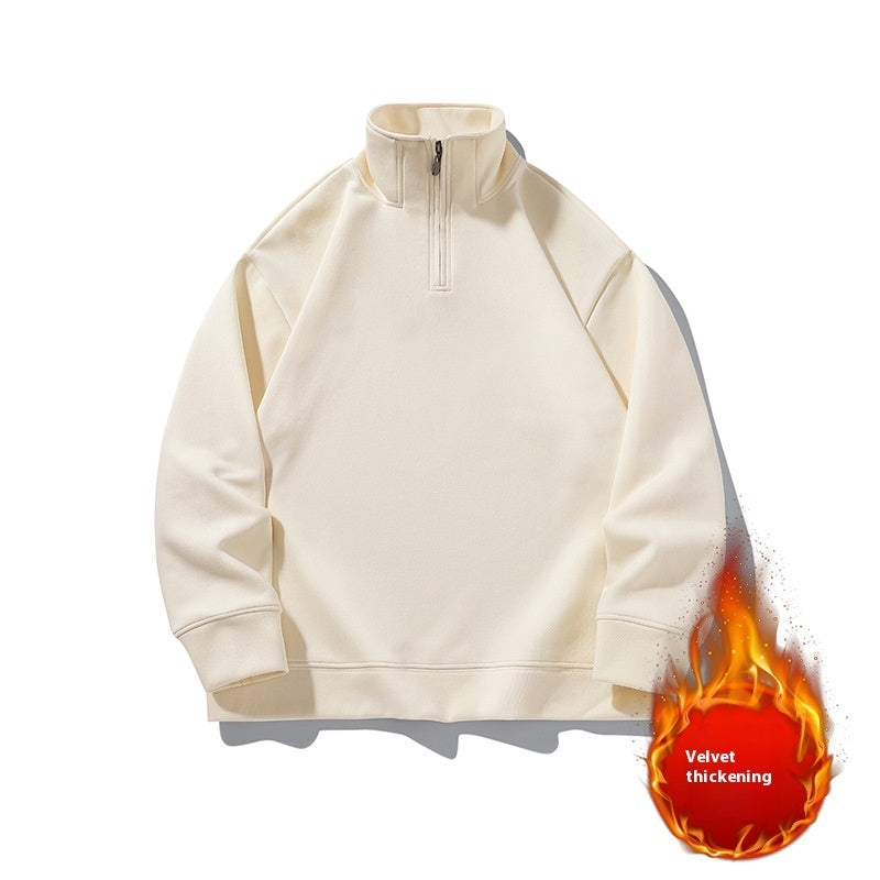 Fleece-lined Half Zipper Polo Shirt Sweater