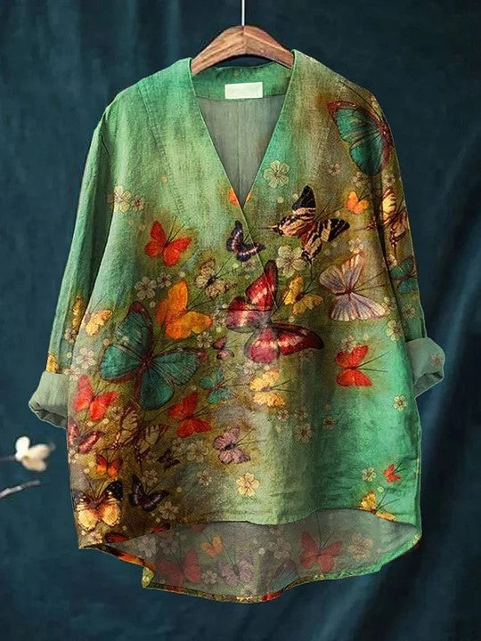 Fashion Digital Printing Large Wide V-neck Top