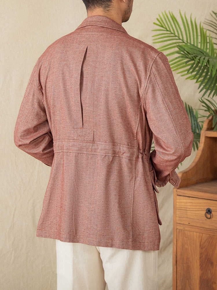 Coat Short Herringbone Casual Retro Breathable Jacket