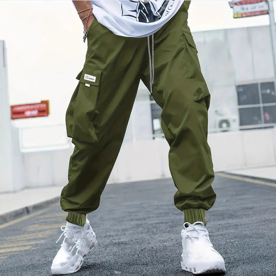 Men's Casual Pants Multi-pocket Teenagers Loose Tappered