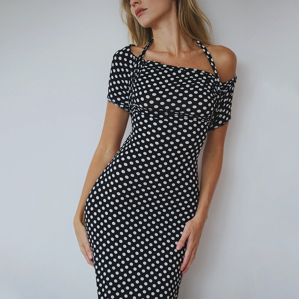 Tube Top Halter Dot Sexy Slim Fit Waist Dress