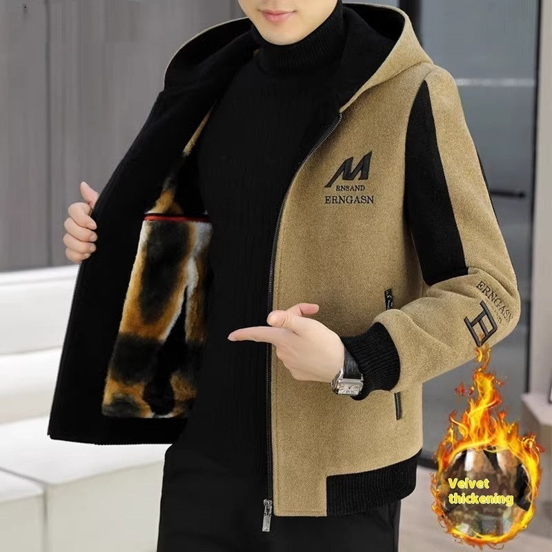 Fleece Jacket Men's Casual Stand Collar Coat